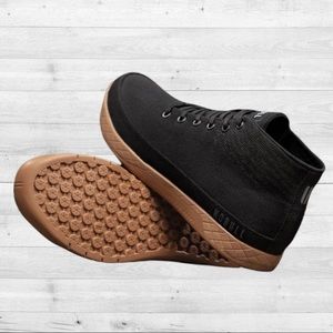 black coffee canvas mid trainer